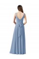 Buy Long Chiffon V-Neck and Self Sash Bridesmaid Dress with Shirred Criss Cross Bodice UK