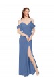 Buy Mock-Wrap Off the Shoulder Long Chiffon Bridesmaid Dress with Side Slit UK