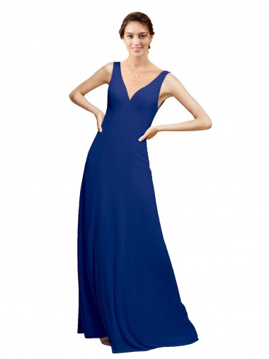 Buy V-Neck Sheath Chiffon Bridesmaid Dress with V-Back UK