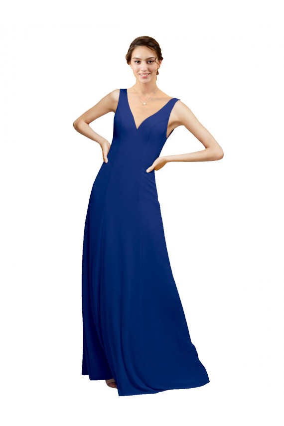 Buy V-Neck Sheath Chiffon Bridesmaid Dress with V-Back UK