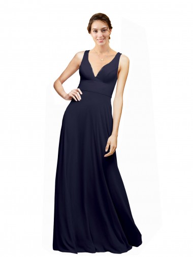 Buy Open Back Long Chiffon Bridesmaid Dress with Plunging V-Neck Bodice UK