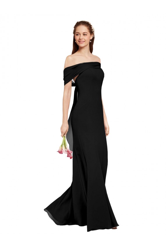 Buy Fit and Flare Long Chiffon Bridesmaid Dress / Prom Dress with Sash and Open Back UK