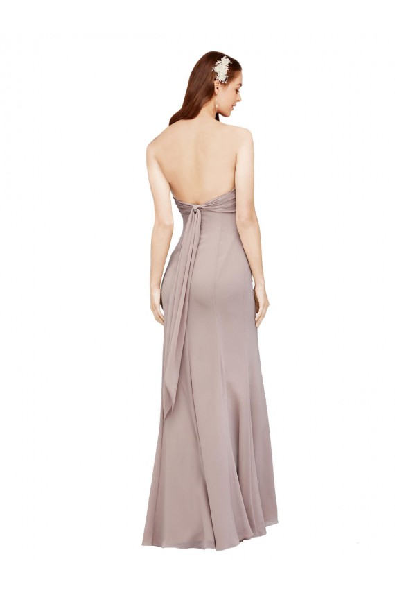 Buy Fit and Flare Long Chiffon Bridesmaid Dress / Prom Dress with Sash and Open Back UK