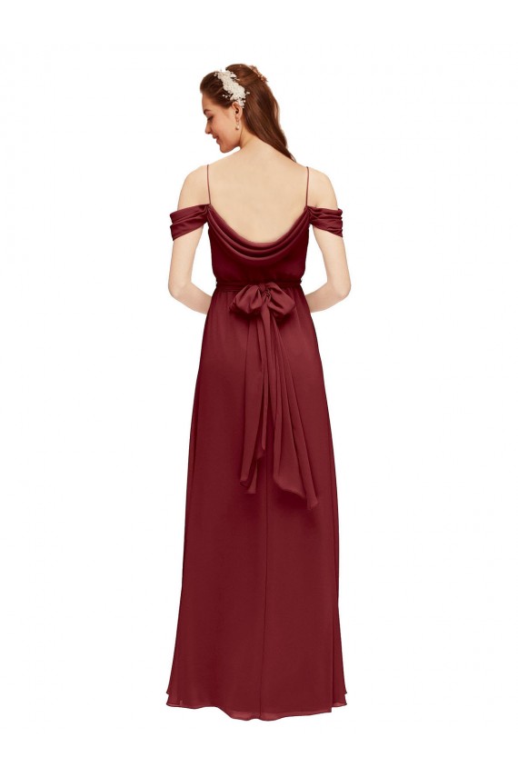 Buy Grecian Inspired Draped Off the Shoulder Long Chiffon Bridesmaid Dress UK