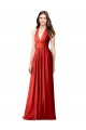 Buy Halter V-Neck A-Line Chiffon Bridesmaid Dress with Shirred Skirt UK