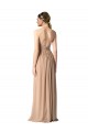 Buy Halter V-Neck A-Line Chiffon Bridesmaid Dress with Shirred Skirt UK