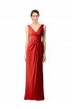 Buy Shirred Long Floor Length Chiffon Bridesmaid Dress with V-Back UK
