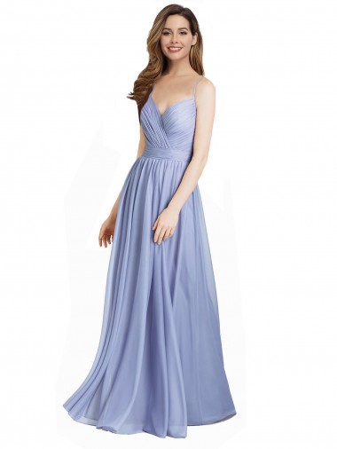 Buy Ruched Criss Over Bodice Chiffon Bridesmaid Dress with Lace Open Back UK