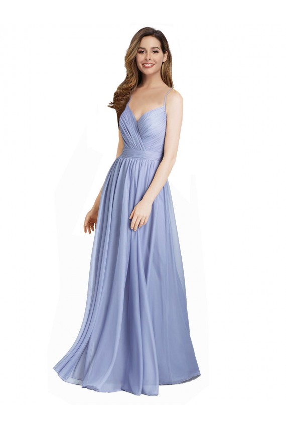 Buy Ruched Criss Over Bodice Chiffon Bridesmaid Dress with Lace Open Back UK