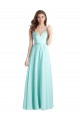 Buy Long V-Neck Chiffon Bridesmaid Dress with Satin Bodice UK