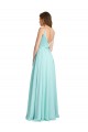 Buy Long V-Neck Chiffon Bridesmaid Dress with Satin Bodice UK