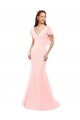 Buy Fit and Flare Chiffon Bridesmaid Dress with V-Neck and Flutter Sleeves UK