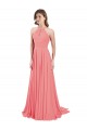 Buy Draped A-Line Chiffon Bridesmaid Dress with Halter Keyhole Neckline UK