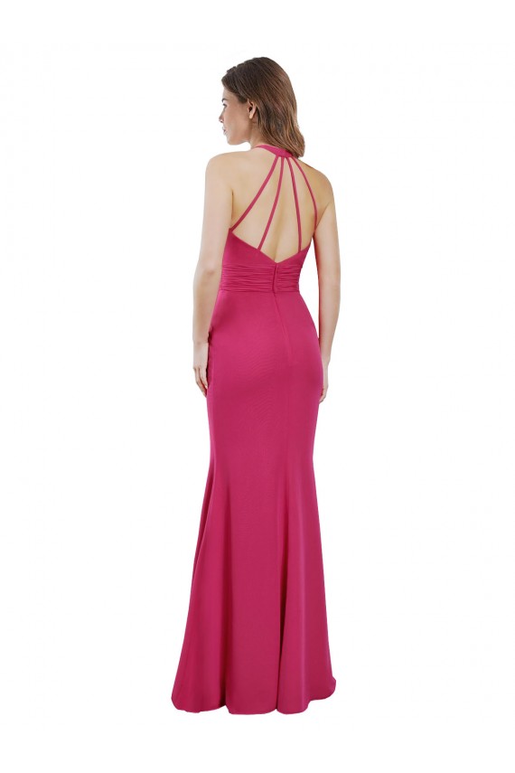 Buy Slim A-Line Long Chiffon Bridesmaid Dress with Strappy Back UK