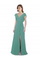 Buy Full Length Chiffon Bridesmaid Dress with Ruffled Cap Sleeves and Side Slit UK