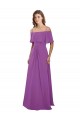 Buy Draped Off The Shoulder Chiffon Bridesmaid Dress with Spaghetti Straps and Ruffled Neckline UK