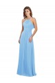 Buy Chiffon A-Line Bridesmaid Dress with Halter Neck and Ruffled Back Straps UK