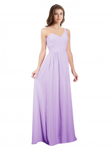 Buy Draped One Shoulder A-Line Long Chiffon Bridesmaid Dress UK