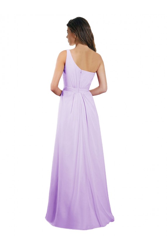 Buy Draped One Shoulder A-Line Long Chiffon Bridesmaid Dress UK