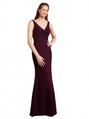 Buy Floor Length Fluted Chiffon Dress with Draped Bodice and V-Neckline UK