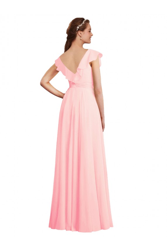 Buy Chiffon A-Line Dress with Full Circle Skirt and Gathered Waistband UK