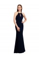 Buy Fluted Long Chiffon Bridesmaid Dress with Halter Neckline and Keyhole UK