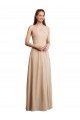 Buy Draped Halter Neck Long Chiffon Bridesmaid Dress with Tie Back UK