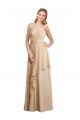 Buy Draped Long Chiffon A-Line Dress with Cascading Ruffles UK