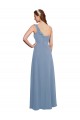 Buy Single Shoulder Strap Long Chiffon Bridesmaid Dress with Cascading Ruffles UK