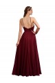 Buy Long A-Line Halter Neck Chiffon Bridesmaid Dress with Draped Bodice UK