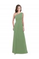 Buy One Shoulder Chiffon Bridesmaid Dress with Pleats and Side Slit UK
