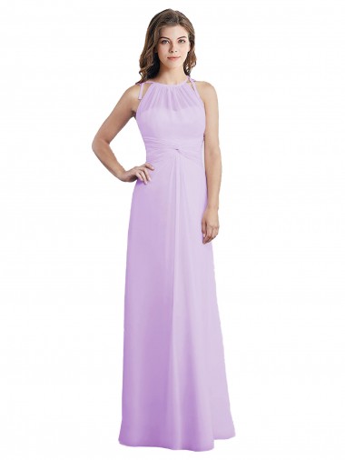 Buy Sweetheart Long Chiffon Bridesmaid Dress with Halter Straps UK