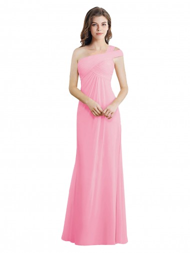 Buy Single Shoulder Chiffon Bridesmaid Dress with Draped Bodice UK