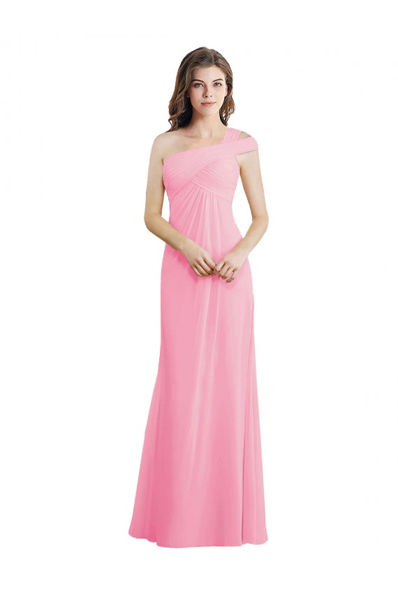 Buy Single Shoulder Chiffon Bridesmaid Dress with Draped Bodice UK
