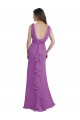 Buy V-Shaped Neckline Long Chiffon Bridesmaid Dress with Cascading Ruffles Back UK