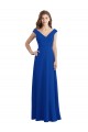 Buy Draped Shoulder V-Neck Long Chiffon Bridesmaid Dress UK
