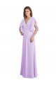 Buy A-Line Draped Chiffon Bridesmaid Dress with V-Neck and Split Sleeves UK