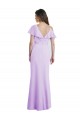 Buy Ruffled Neckline Cold Shoulder Long Chiffon Bridesmaid Dress UK