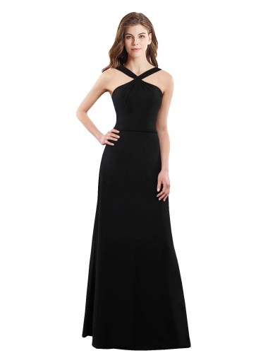 Buy Chiffon A-Line Bridesmaid Dress with Criss Cross Halter Top UK