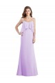 Buy Scoop Neck Long Chiffon Bridesmaid Dress with Cross Over Neckline Flounce UK