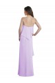 Buy Scoop Neck Long Chiffon Bridesmaid Dress with Cross Over Neckline Flounce UK