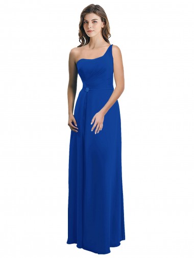 Buy One Shoulder A-Line Chiffon Bridesmaid Dress with Pleated Bodice UK