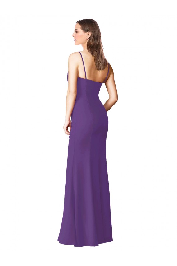 Buy Strapless Chiffon Bridesmaid Dress with Pleated Wrap Bodice and Side Slit UK