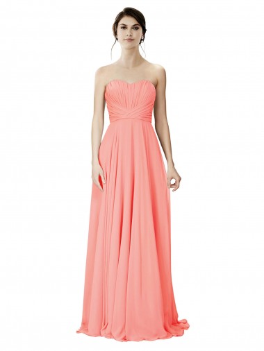 Buy Strapless Chiffon Bridesmaid Dress with Ruched Sweetheart Neckline UK