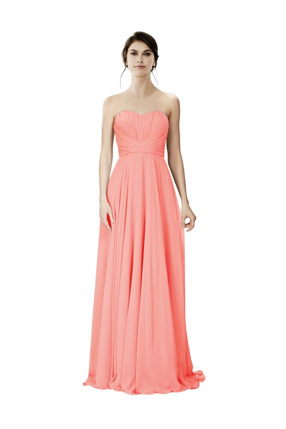 Buy Strapless Chiffon Bridesmaid Dress with Ruched Sweetheart Neckline UK