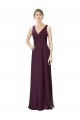 Buy Long Chiffon Bridesmaid Dress with Ruched Criss Cross V-Neck Bodice UK
