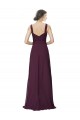 Buy Long Chiffon Bridesmaid Dress with Ruched Criss Cross V-Neck Bodice UK