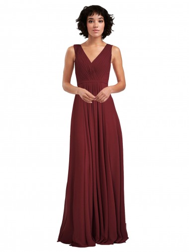 Buy Sleeveless V-Neck Pleated Chiffon Bridesmaid Dress UK