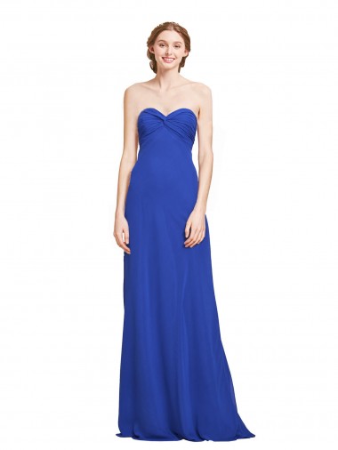 Buy Sweetheart Neckline Chiffon Ruched Bodice Tie Back Bridesmaid Dress UK