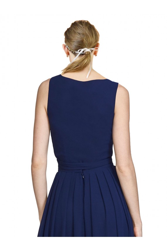 Buy V-Neck Ruched Chiffon Bridesmaid Dress with Waistband UK